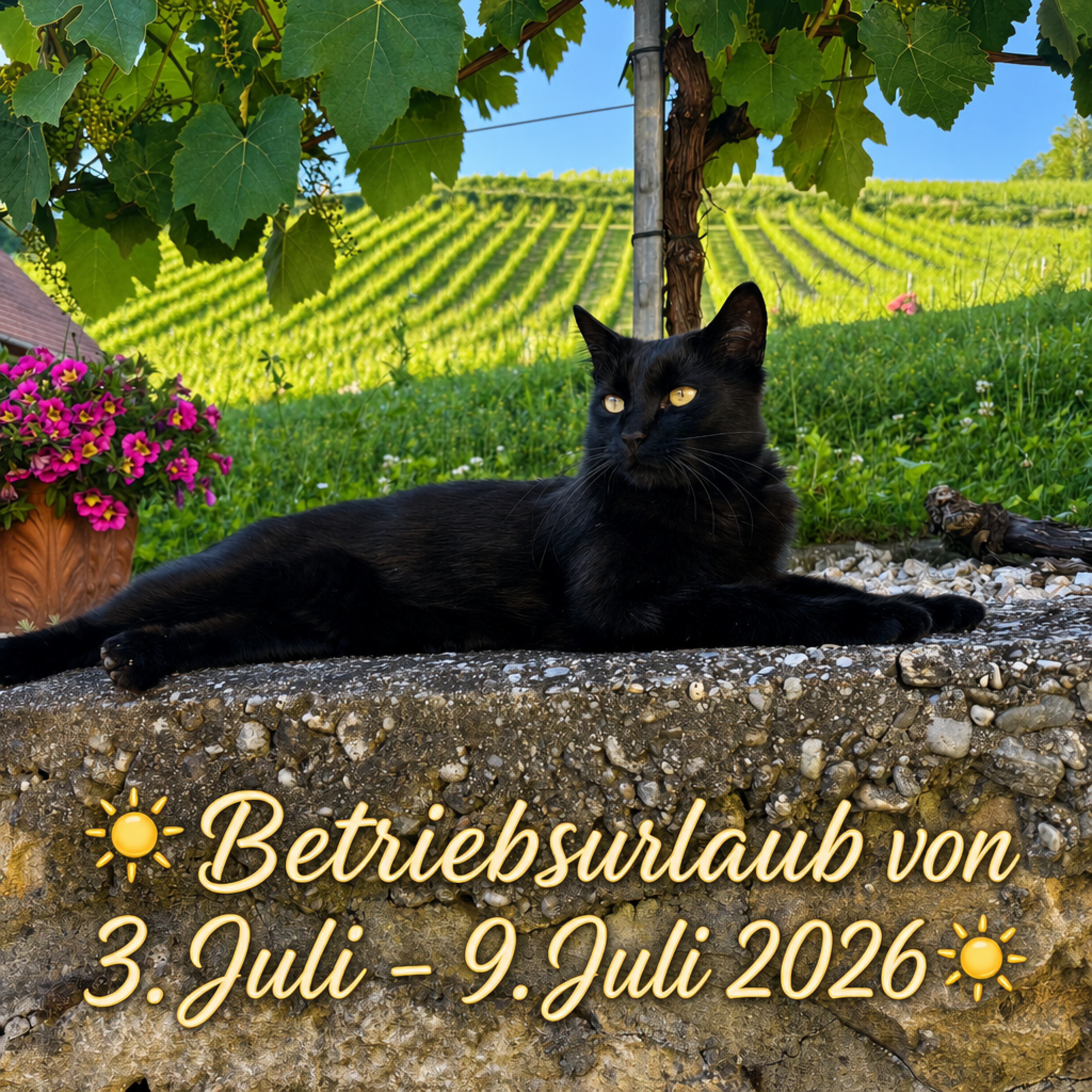 Betriebsurlaub: 3.–9. Juli 🍷